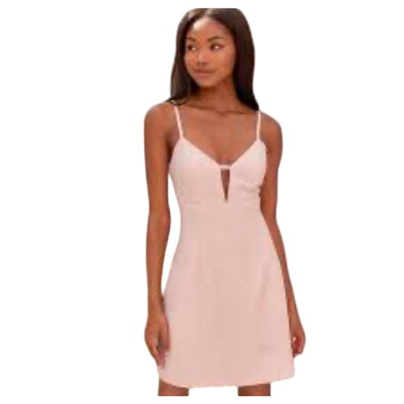 Lulus Sultry Moments Mini Sheath Dress Adjustable Straps Zip Closure Pink M NWOT - Picture 1 of 11